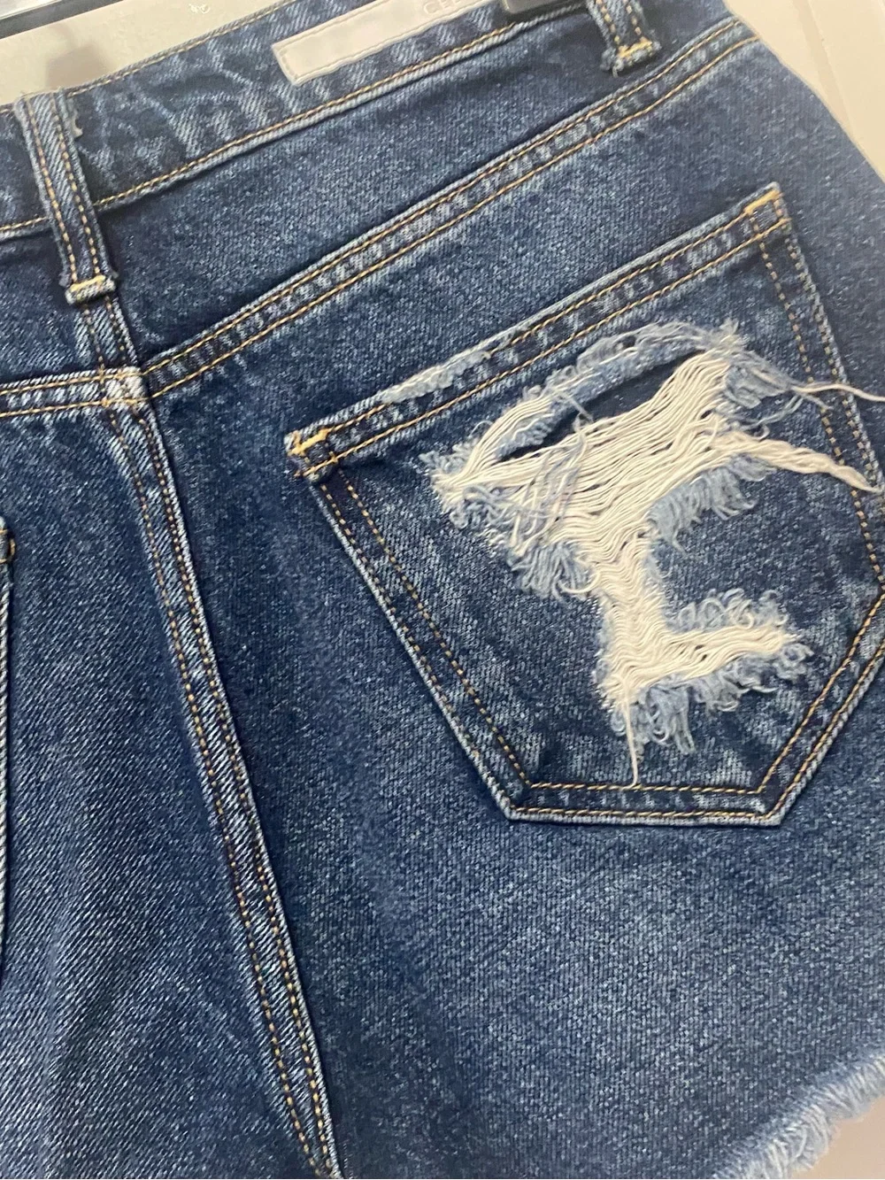 Cello Dark Blue Distressed Denim Shorts